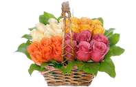 A basket of flowers colors of love