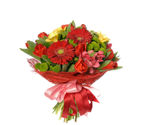 Букет с герберой Оттенки красного, Bouquet with gerberas shades of red