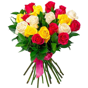 Букет из девятнадцати разноцветных роз