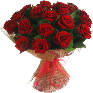Букет из 21 красной розы в упаковке