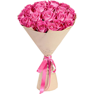 Букет из 21 розовой розы в упаковке