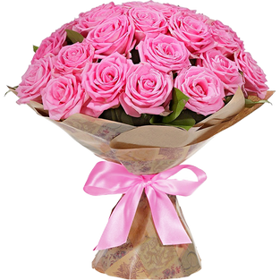 Букет из 25 розовых роз в упаковке