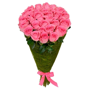 Букет из 27 розовых роз в упаковке