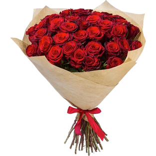 Букет из 31 красной розы в упаковке