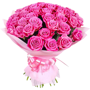 Букет из 31 розовой розы в упаковке