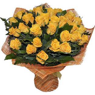 Букет из 31 желтой розы в упаковке