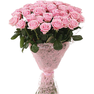 Букет из 33 розовых роз в упаковке