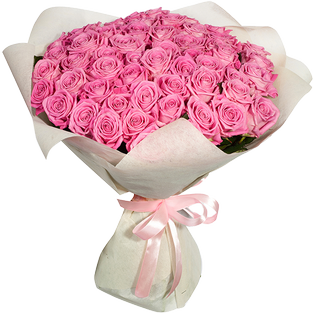 Букет из 51 розовой розы в упаковке